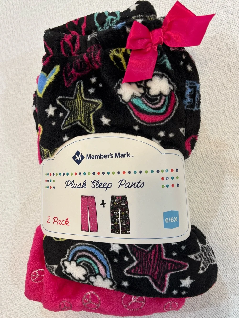 Girls Pajama Pants Size 6 / 6X Sleep Loungewear Set 2 Pair Bundle Pink Purple